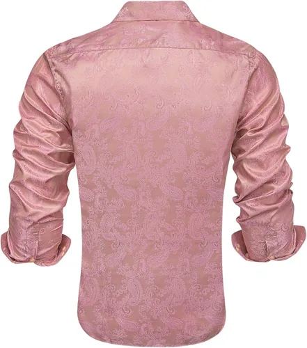 Vista 6 de Hi-Tie Camisa de manga larga jacquard con contraste interior sin arrugas para hombre