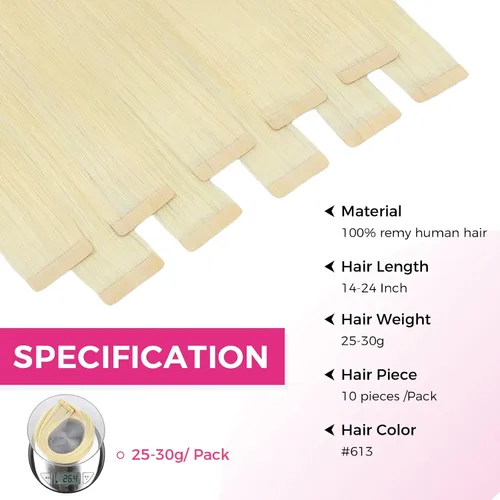 Vista 25 de Extensiones de cabello Lashey de 14 pulgadas; extensiones de cabello humano real lacio color negro azabache con trama adhesiva para mujeres, 20