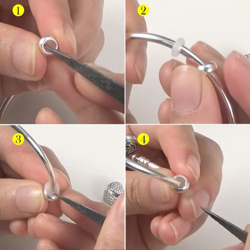 Vista 2 de DALARAN Cuentas de tapón para pulseras de plata de ley 925 con clip espaciador para pulseras, Esmalte