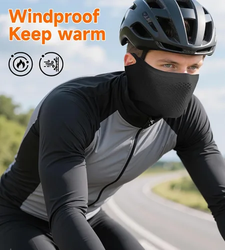 Vista 2 de Máscara facial antideslizante con cintas elásticas para las orejas, resistente al viento, polaina térmica para el cuello, perfecta para actividades