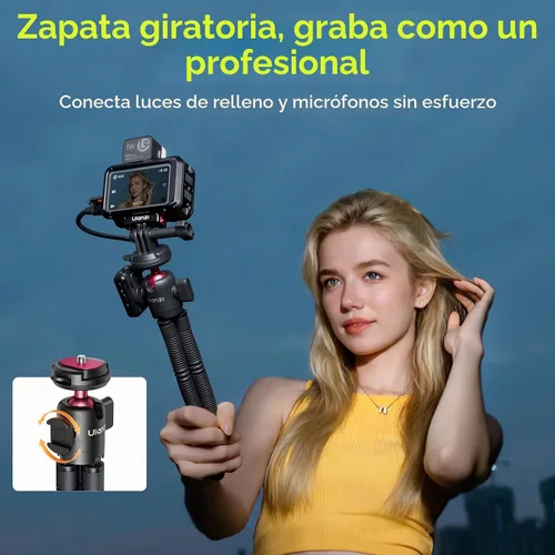 Vista 8 de ULANZI MT-91 - Trípode flexible de pulpo para teléfono, GoPro y cámara, mini trípode 3 en 1 con control remoto Bluetooth, liberación rápida CKA
