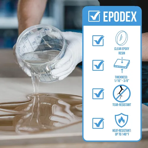 Vista 5 de EPODEX Kit de resina epoxi para revestimiento y sellado, resina epoxi transparente para revestimientos, reparaciones y manualidades con acabado