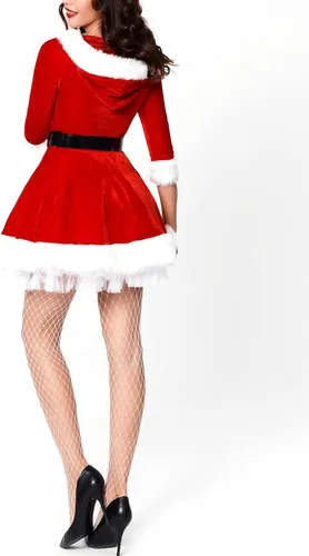 Vista 3 de FEOYA Disfraz de Papá Noel para mujer para celebraciones festivas con sombrero de capa