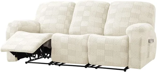Vista 19 de vctops 10 fundas geométricas para sofá reclinable copetudo, suaves, elásticas y suaves de 4 asientos, funda antideslizante para sofá, protector