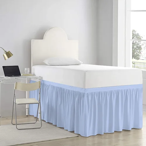 Vista 7 de Falda de cama de calidad de hotel de 800 hilos, 100% algodón con volantes, tamaño de 30 pulgadas, suave, extra larga, elástica, para dormitorio