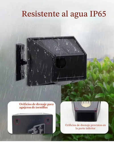 Vista 5 de Detector de sensor de movimiento al aire libre con alarma solar IP65 resistente al agua 129db alta sirena lámpara estroboscópica con control remoto