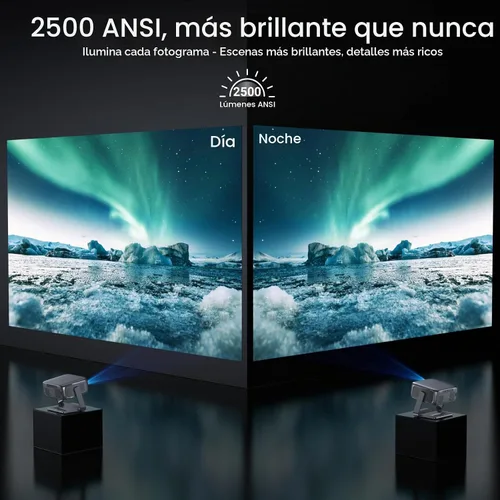Vista 4 de Proyector para exteriores de Google TV con licencia oficial ANSI 2000 4K Full HD, proyector inteligente con WiFi y Bluetooth