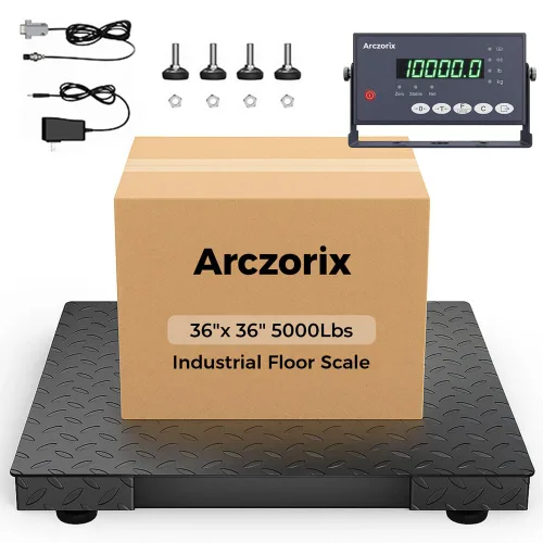 Vista 9 de Báscula de piso industrial de 24 x 24 pulgadas, 2500 libras, báscula de palet de precisión con indicador digital, báscula de pesaje resistente