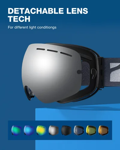Vista 7 de ZIONOR X - Gafas de esquí - Gafas de snowboard con lente desmontable OTG para hombres, mujeres y adultos