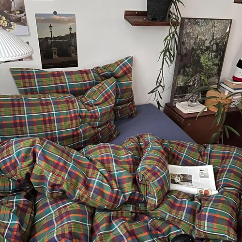 Vista 144 de mixinni Juego de funda de edredón vintage a rayas, tamaño twin, juego de ropa de cama de 3 piezas, 100% algodón lavado, suave y transpirable, funda