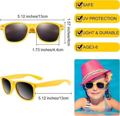 Vista 3 de MIAHART Gafas de sol para niños, colores neón, recuerdos de fiesta para niños y niñas, verano, playa, piscina, cumpleaños, graduación, regalos