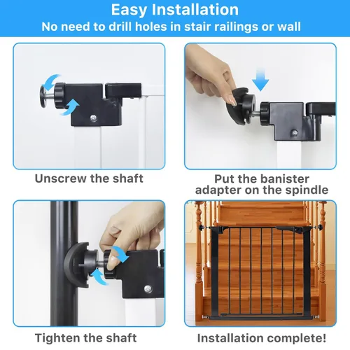 Vista 7 de Paquete de 2 adaptadores de barandilla de puerta de bebé para puertas de escalera montadas a presión, kit de piezas de hardware universal para Negro