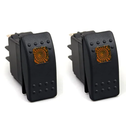 Vista 2 de Amarine Made Interruptor basculante de 12 V 20 Amp impermeable LED On/Off Boat Marine SPST 3P con luz (naranja)