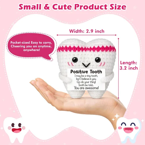Vista 2 de Regalo de dientes de ganchillo para el día del padre de parte de hija, hijo, esposa, regalo de jubilación positivo para enfermeras, adultos