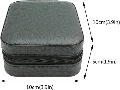 Vista 3 de Mini estuche de viaje para joyas, pequeña caja organizadora de joyas portátil, caja de almacenamiento portátil para anillos, aretes, collares