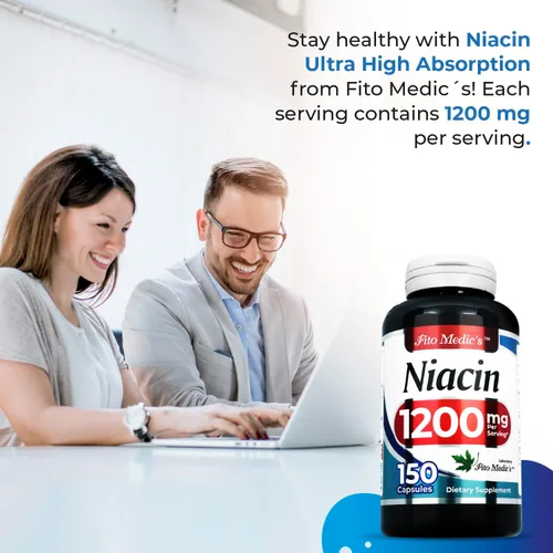 Vista 4 de FITO MEDIC'S Suplemento de niacina de laboratorio, vitamina B3, 150 cápsulas
