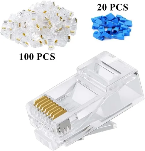 Vista 6 de Gaobige Kit de herramientas de crimpado rj45, herramienta de crimpado Cat5 Cat5e con 100 conectores RJ45 Cat5, 20 cubiertas de conector RJ45 Cat5e