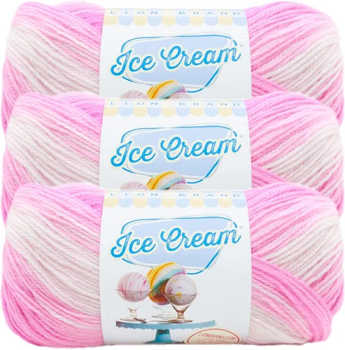 Vista 61 de Lion Brand Yarn, Hilo para Bebé Ice Cream para tejer, ganchillo y manualidades, Baseball Nut, 1 paquete, fibra acrílica colorida de peso DK