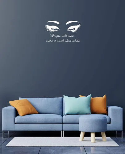 Vista 8 de Eyes Wall Decals Beauty Salon Removable Stylish Quotes Sticker Unique Design MC14 (48 in x 28 in, light brown)