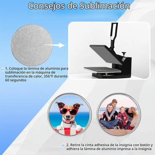 Vista 3 de Zeyune 100 botones de sublimación en blanco con alfileres, pines de solapa de sublimación de 0.98 pulgadas, botones en blanco, kit de placa