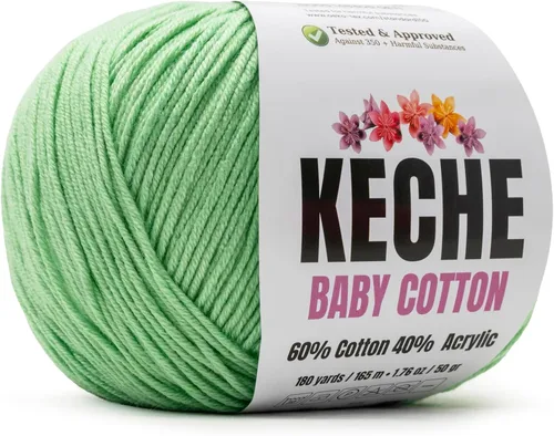 Vista 73 de Keche Hilo de Algodón, 60% Algodón 40% Hilo Acrílico, Hilo de Algodón Suave para Crochet y Tejer, Hilo Amigurumi 1 Madeja/Bola 1.76 Oz (50g) / 180
