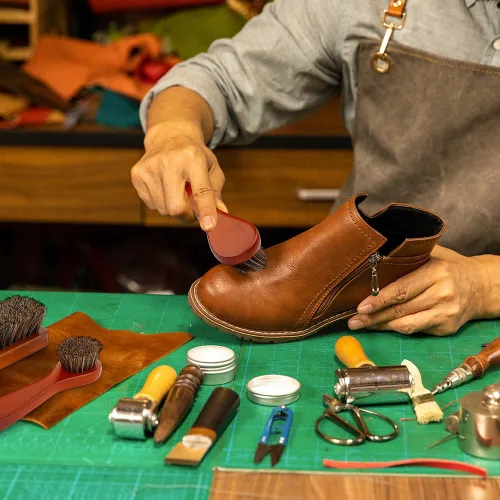 Vista 4 de Cepillo para zapatos, cepillo de limpieza de zapatos, 2 piezas de crin de caballo, cepillo para botas, cepillo de pelo de caballo para cuero