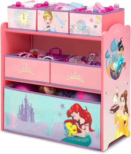 Vista 11 de Delta Children Design & Store Organizador de almacenamiento de juguetes de 6 compartimientos, Disney Princess