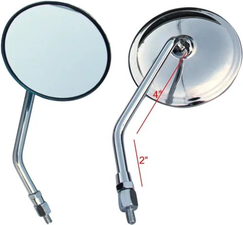 Vista 2 de 1Pair Chrome Round Motorcycle Mirrors Compatible for 2019 Yamaha MT-07
