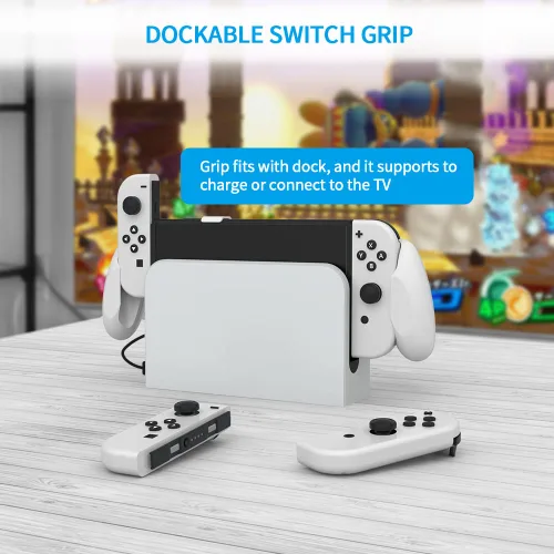 Vista 2 de JDDWIN Switch Switch OLED Dockable Hand Grip,comfort handheld for SwitchSwitch OLED with Specially Ergonomic Design(white)