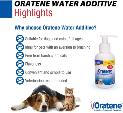 Vista 3 de PET King Brands Zymox Oratene - Aditivo de agua enzimático sin escobillas, 4 onzas