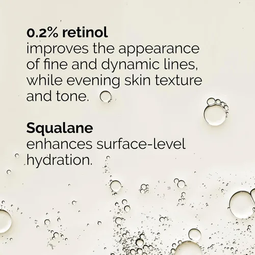 Vista 3 de The Ordinary Retinol 0.2% en escualano, suero de retinol suave para la cara que es antienvejecimiento y suaviza la piel, 1 onza líquida