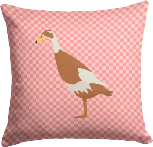 Vista 77 de Caroline's Treasures BB8163PW1414 Beltsville - Almohada decorativa de tela a cuadros pequeños, color blanco, pavo y gallina azul, lavable a máquina