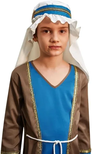Vista 2 de BesserBay Disfraz de José de Navidad para niños con tocado blanco de 4 a 12 años