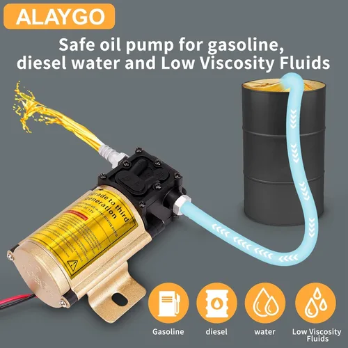 Vista 4 de Kit de bomba de transferencia de combustible de gasolina de 12 V, transfiere hasta 125 galones de gasolina, diésel o agua por hora, ideal