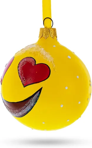 Vista 9 de Adorable corazón ojos enamorados expresiones faciales bola de cristal adorno de Navidad 3.25 pulgadas