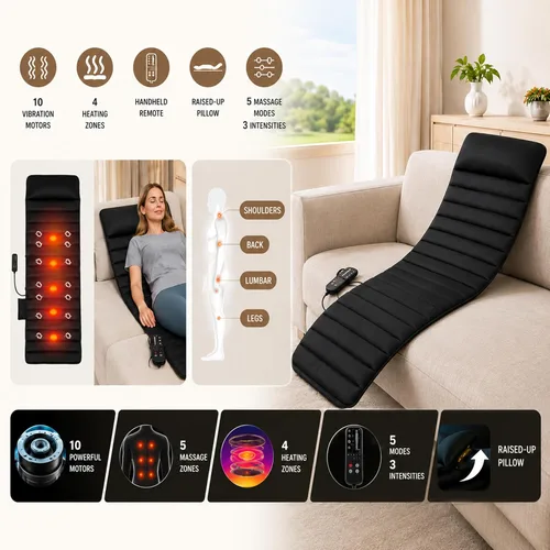 Vista 6 de Carepeutic Targeted Zone Deluxe - Alfombrilla de masaje con vibración con terapia de calor, 7 libras