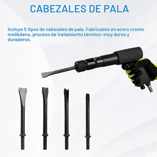 Vista 5 de Juego de cinceles de martillo neumático multifuncional, 25 piezas, kit de martillo neumático, martillo neumático de retención de cambio rápido