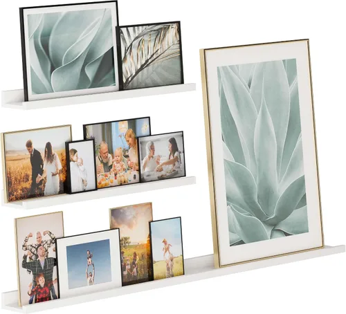 Vista 7 de Wallniture Denver - Estantes flotantes de 48 a 24 a 24 pulgadas para marcos de fotos, decoración de pared de collage, juego de estantes de repisa