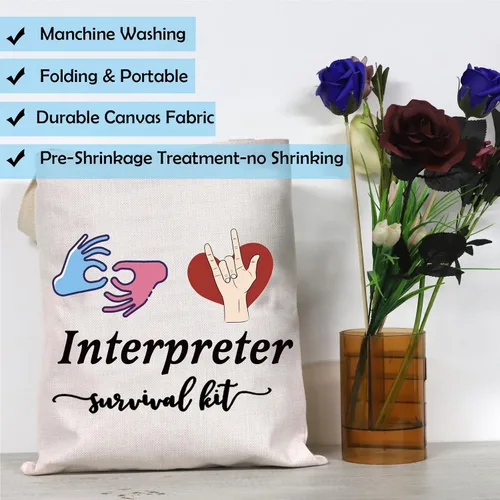 Vista 7 de GJTIM Interprete Bolsa con cremallera para intérprete de supervivencia, bolsa de maquillaje de regalo, para intérprete de lenguaje de signos ASL