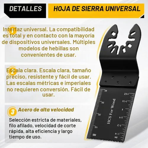 Vista 3 de 6 piezas de cuchillas para herramientas oscilantes, multiherramienta oscilante universal para madera, cuchillas de sierra oscilantes profesionales