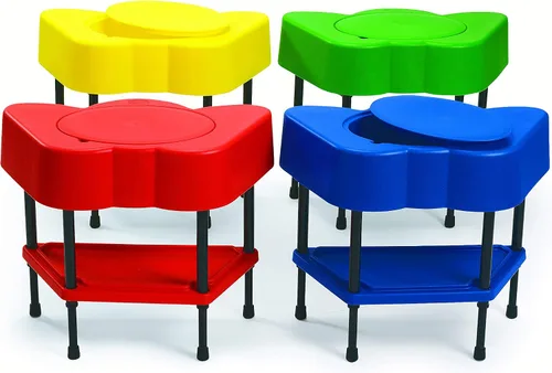Vista 21 de Children's Factory - Mesa sensorial para niños pequeños con tapa, azul, AFB5100PB, actividades de arena y agua ajustables para niños, guardería