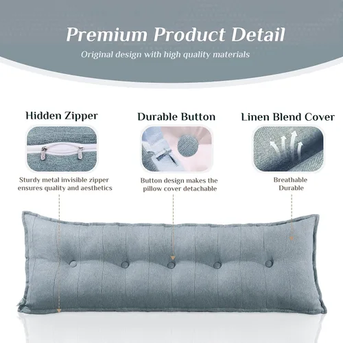 Vista 6 de Almohada grande para cabecero, almohadas de sofá cama, almohada de lectura, almohada de cabecera de cama, almohada de apoyo de posicionamiento