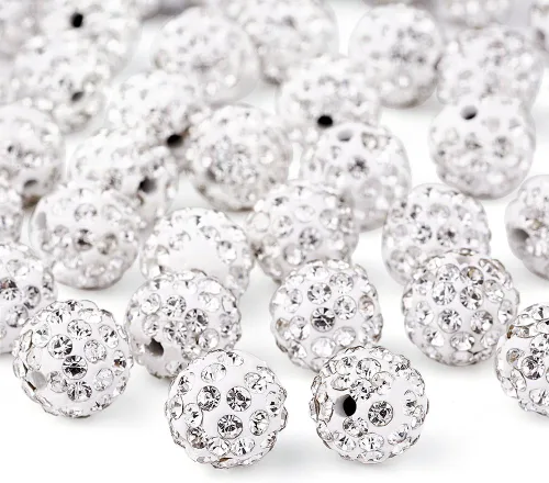 Vista 20 de Beadthoven - 100 cuentas de diamantes de imitación de arcilla de 0.394 pulgadas para la fabricación de joyas, cuentas de bola de disco de cristal