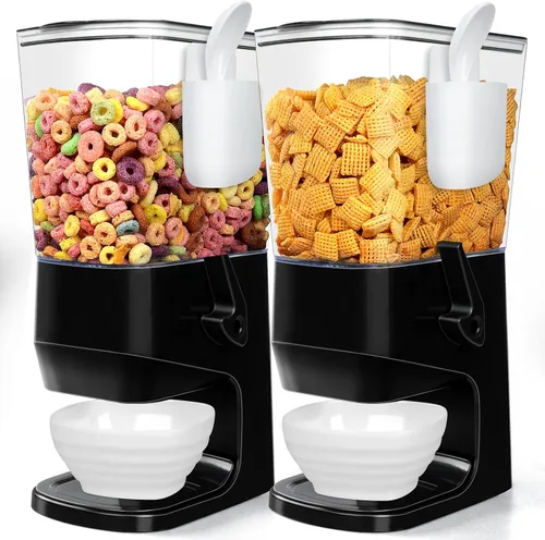 Vista 8 de Dispensador de cereales para encimera con cuencos y cucharas, contenedores de cereales para almacenamiento en despensa, organizador de aperitivos