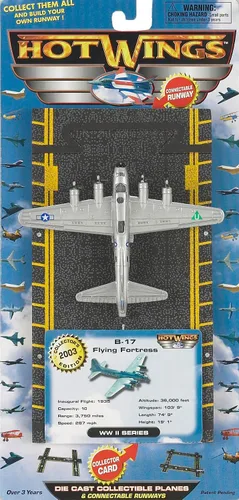 Vista 3 de Hot Wings Planes B-17 Flying Fortress Jet (Plata) con pista conectable