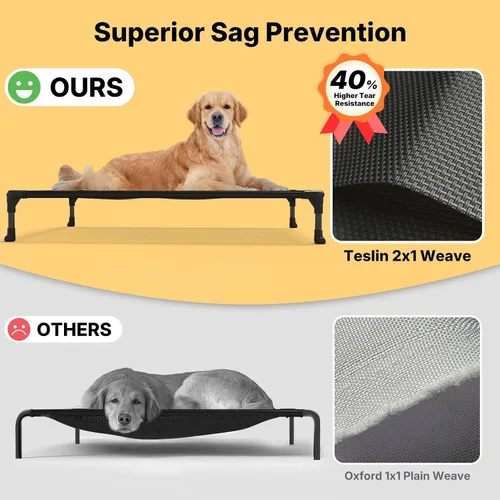 Vista 3 de Veehoo Cama elevada para perros medianos, para exteriores, cama elevada y refrescante para perros, cama para mascotas con malla transpirable, patas