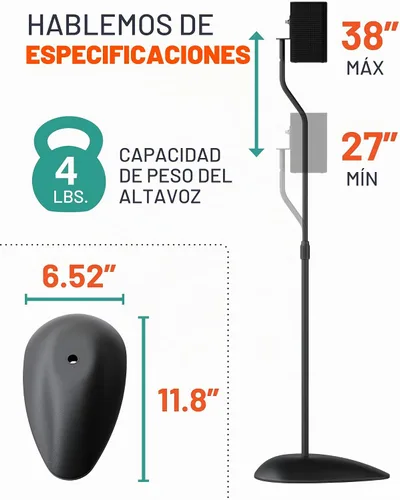 Vista 7 de ECHOGEAR Soportes universales para altavoces, altura ajustable con compatibilidad universal, funciona con Vizio, Klipsch, Bose y más, incluye