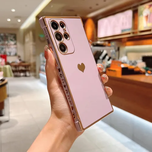 Vista 102 de phylla Funda de teléfono compatible con Samsung Galaxy A12 de 6.5 pulgadas, lindo corazón chapado en oro, elegante funda de lujo para mujer