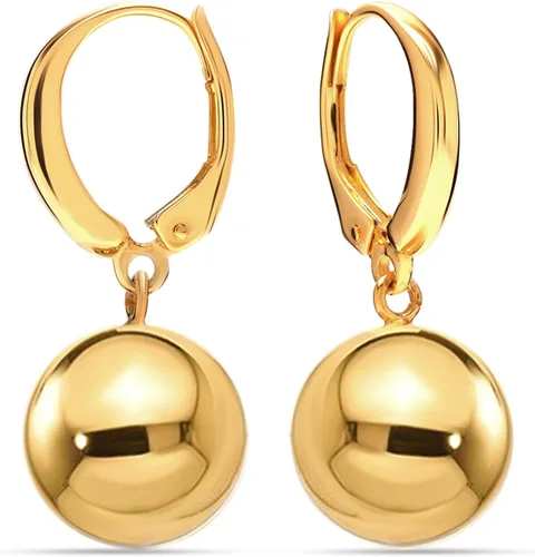Vista 9 de LeCalla Pendientes de bola colgante de plata de ley para mujer, ligeros, clásicos, con cierre de palanca, aretes de cuentas redondas colgantes