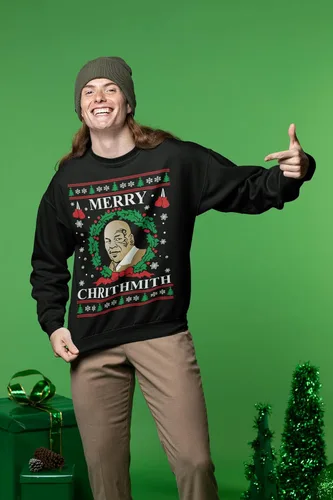 Vista 6 de Wild Bobby Merry Chrithmith Mike Tyson Ugly Christmas Sweater Unisex Crewneck Sweatshirt
